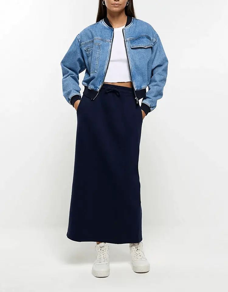 

Юбка River Island Sweat Midi, темно-синий