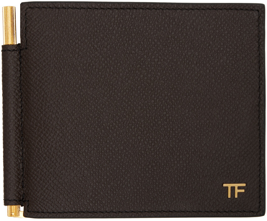 

Коричневый кошелек с зажимом для денег TOM FORD