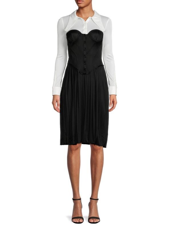 

Двухцветное платье-рубашка-бюстье Burberry White black