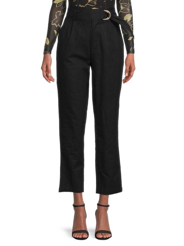 

Брюки из смесовой льняной ткани в бумажном пакете Saks Fifth Avenue Black