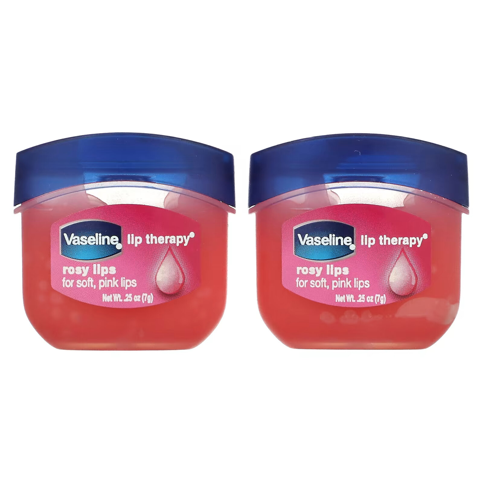Vaseline, Lip Therapy, розовые губы, 2 упаковки по 7 г (0,25 унции) vaseline lip therapy масло какао 2 пакетика по 7 г 0 25 унции