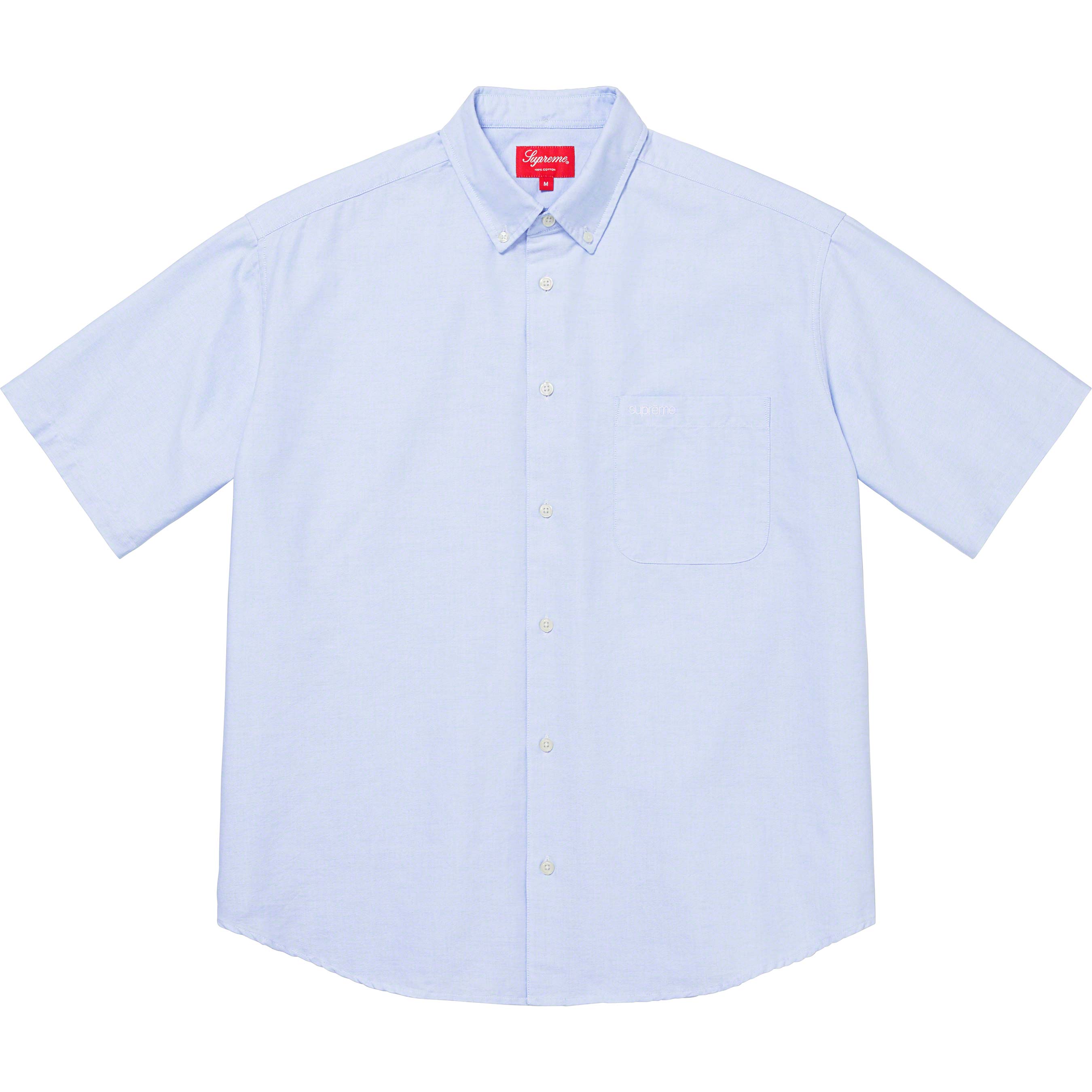 оксфордская рубашка с воротником стойкой zara черный Рубашка Supreme Loose Fit Short-Sleeve Oxford, голубой