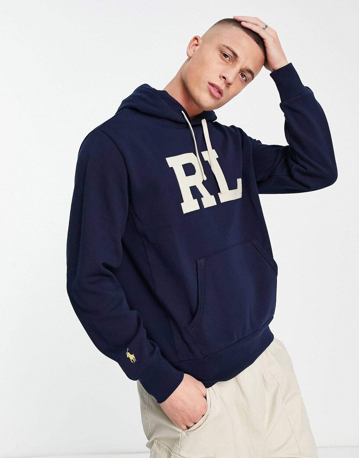

Темно-синяя большая флисовая толстовка с капюшоном Polo Ralph Lauren
