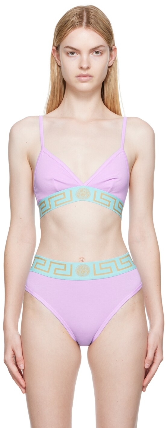 

Пурпурный бралетт с каймой Greca Versace Underwear