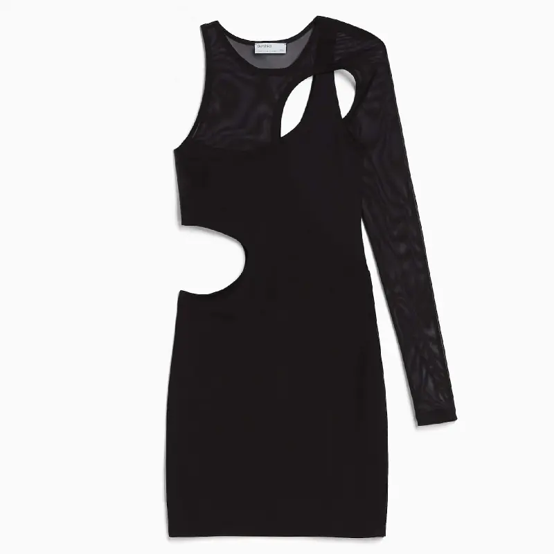 

Платье Bershka Tulle Asymmetric Long Sleeve Mini, черный