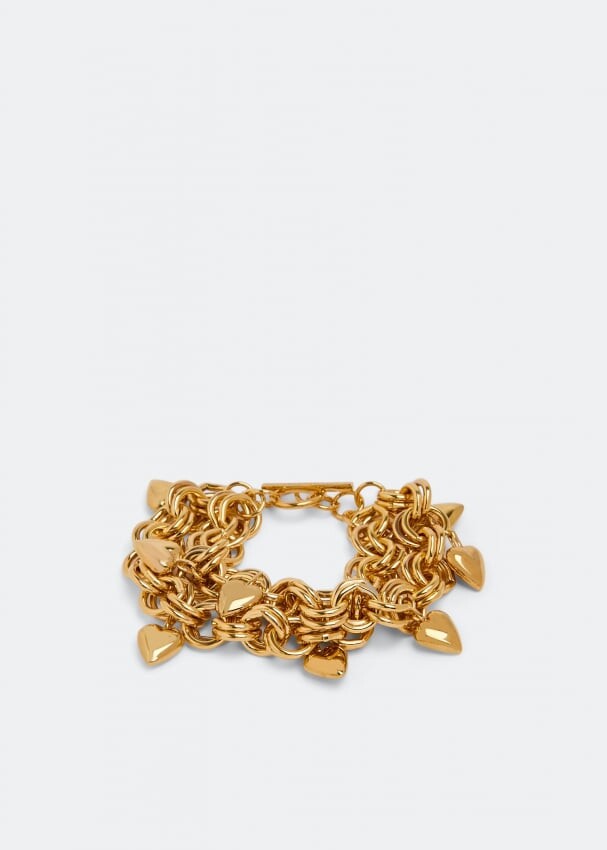 

Браслет SAINT LAURENT Multi cable chain & heart charm bracelet, золотой