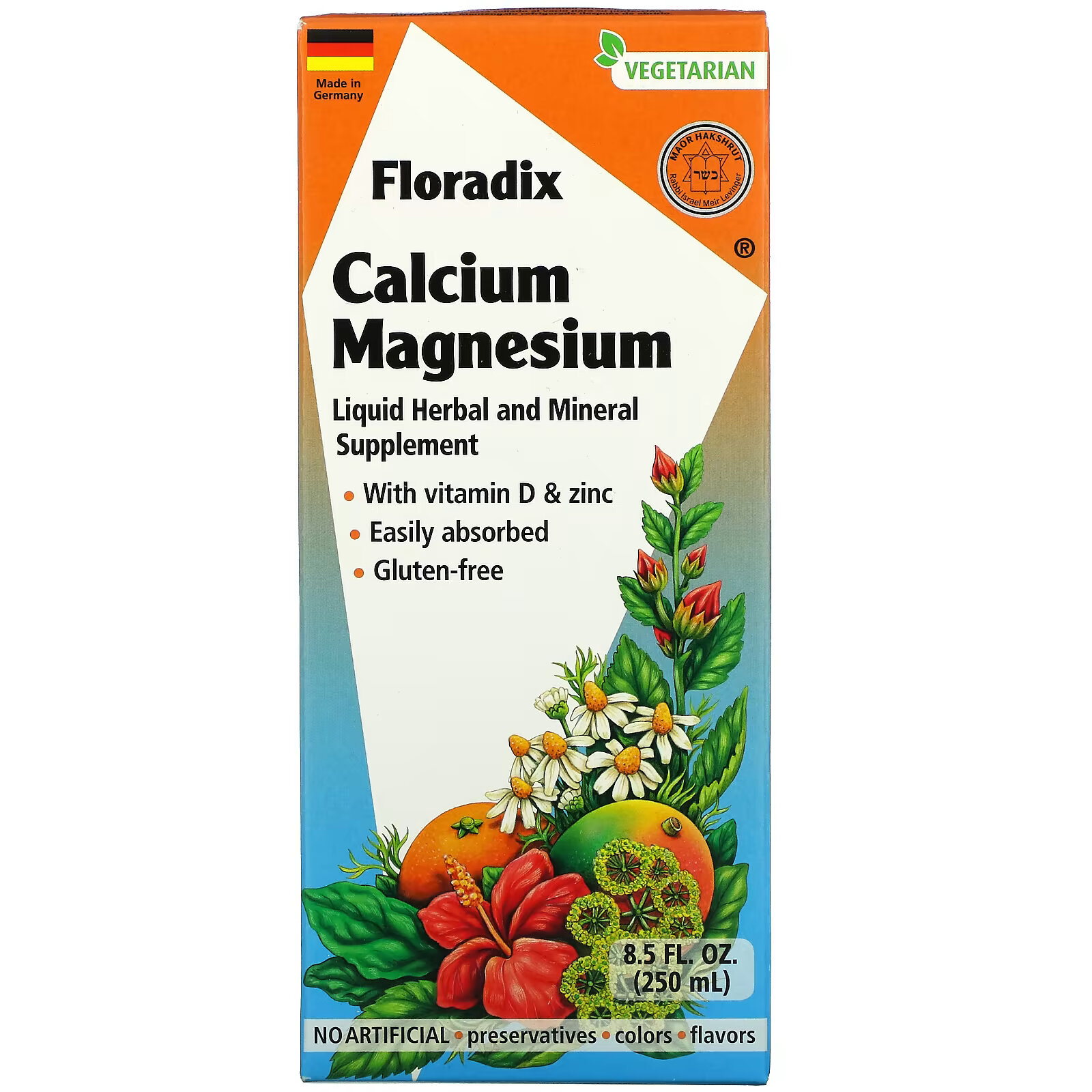 Gaia Herbs, Floradix, кальций и магний с витамином D и цинком, 250 мл (8,5 жидк. Унции) кальций gaia herbs floradix 200 мг 250 мл