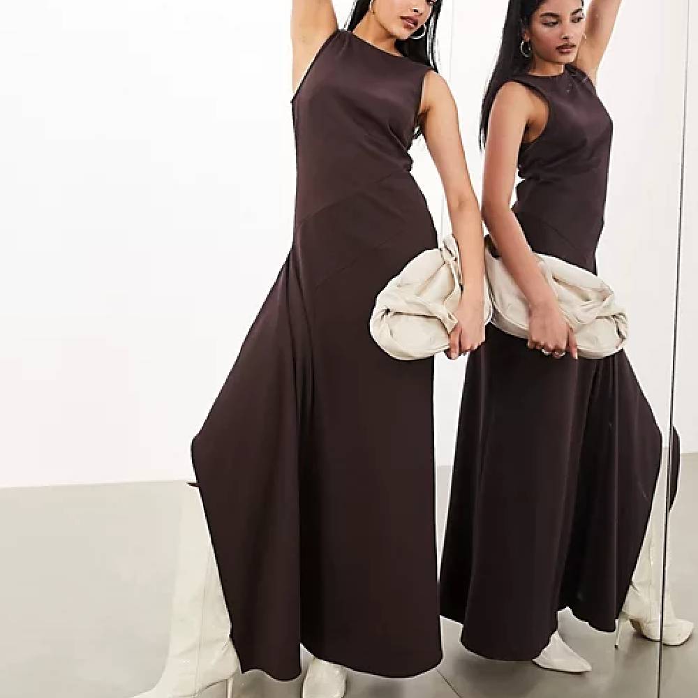 Платье Asos Edition Premium Jersey Asymmetric, коричневый