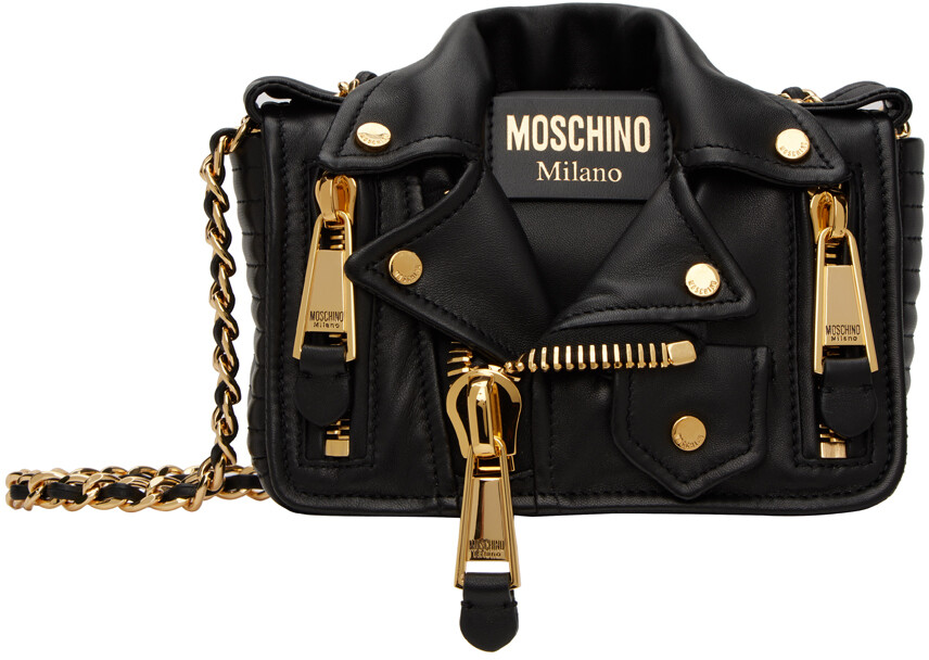 

Черная байкерская сумка через плечо Moschino