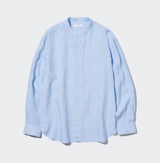 

Рубашка классического кроя из льна премиум-класса Uniqlo Premium Linen Regular Fit, синий