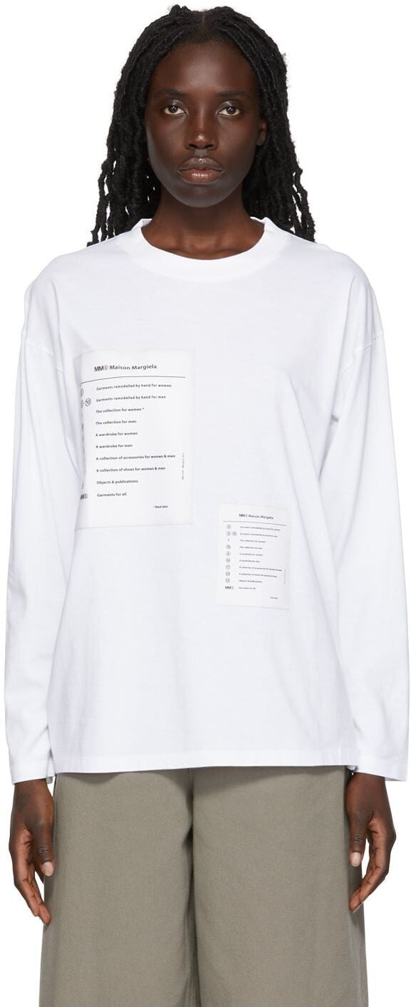 

Белая классическая футболка с длинным рукавом MM6 Maison Margiela