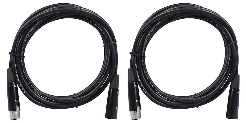 цена 2 Rockville RDX5M10 10-футовые 5-контактные кабели DMX типа «папа-мама» 100% медь (2) RDX5M10