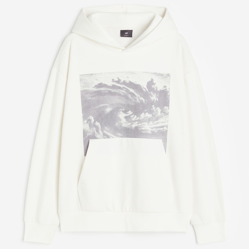 

Толстовка H&M Relaxed Fit Printed Clouds, кремовый, Бежевый