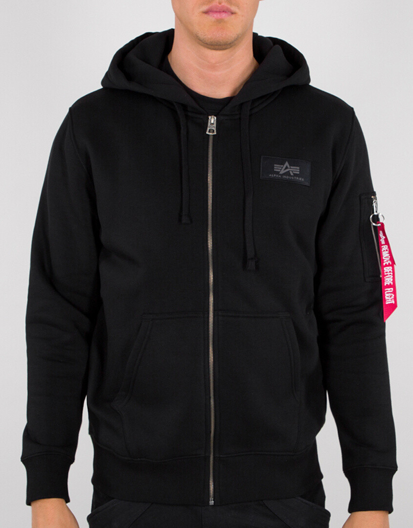

Худи Alpha Industries Back Print зип, черно-белое, Черный