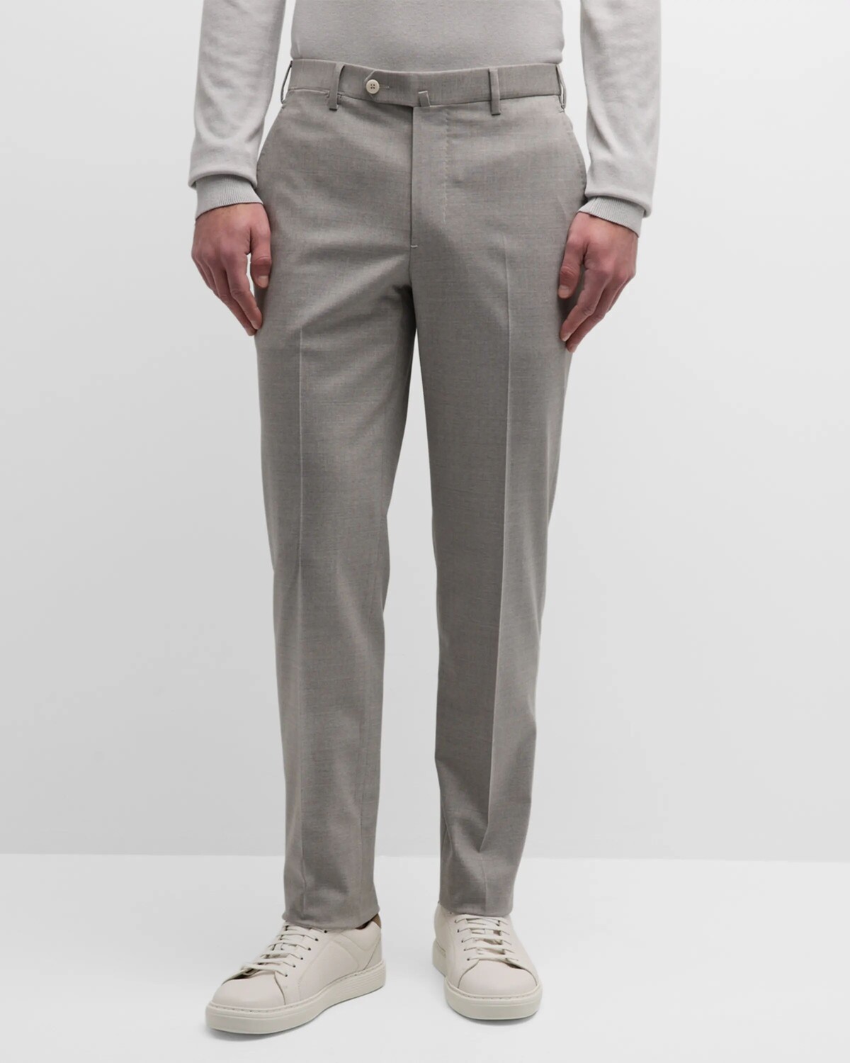

Мужские укороченные льняные брюки Isaia, цвет Light Grey