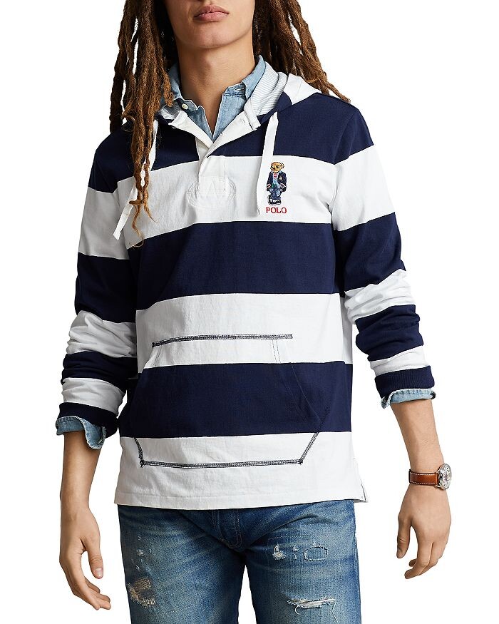 

Полосатая рубашка для регби Polo Bear с капюшоном Polo Ralph Lauren