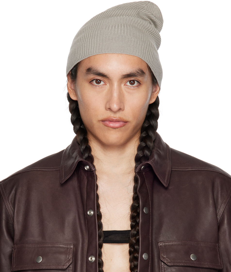 

Бело-белая шапка в рубчик Rick Owens