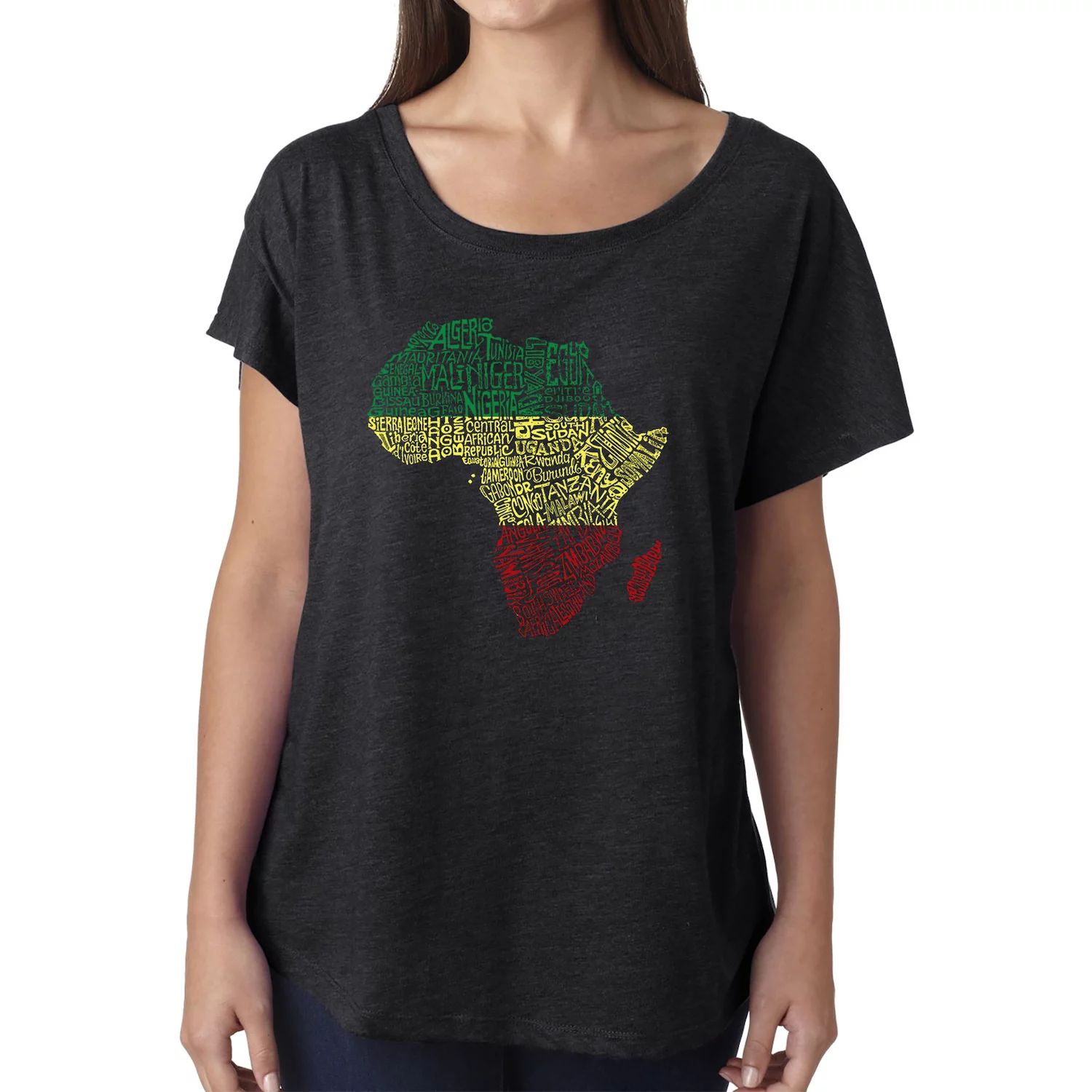 Страны Африки — женская рубашка «летучая мышь» Word Art LA Pop Art, черный страны африки женская рубашка летучая мышь word art la pop art темно синий
