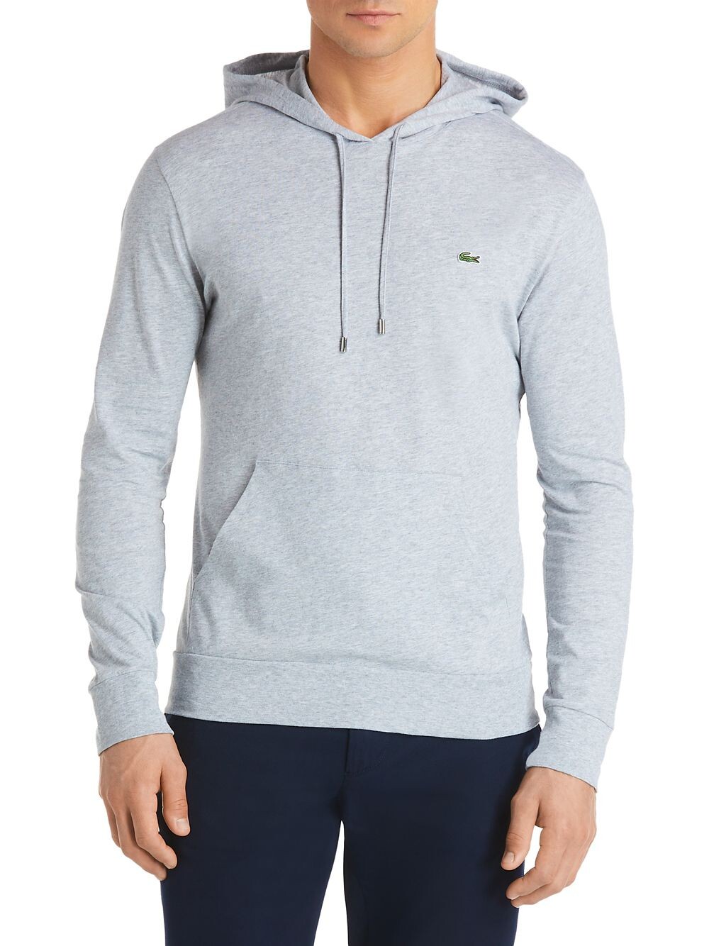 

Хлопковый пуловер с капюшоном Lacoste, серебряный, Серый
