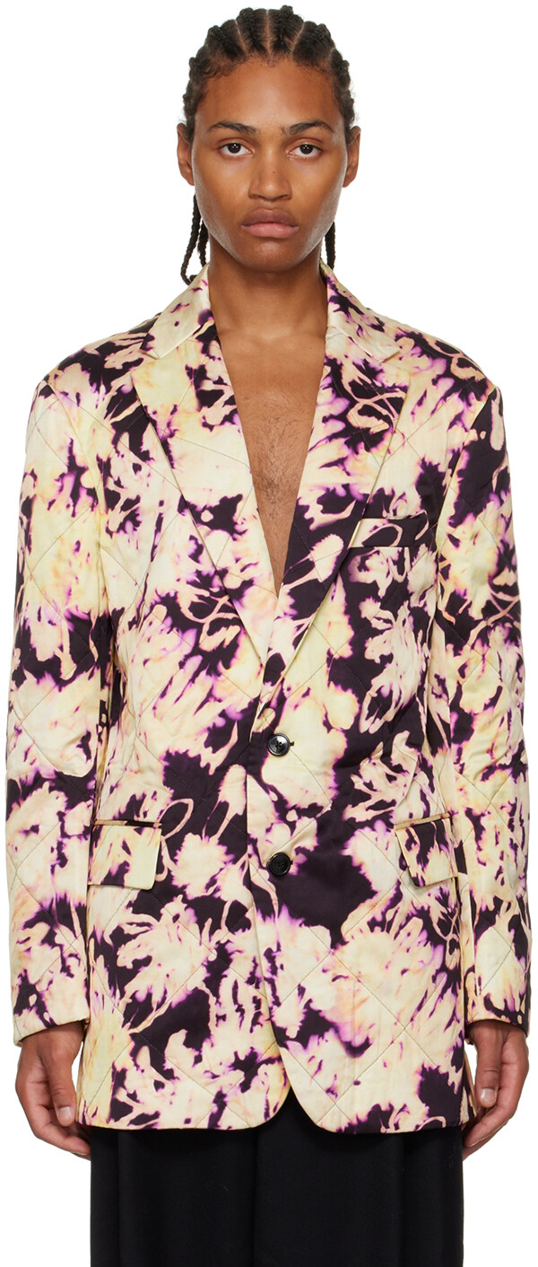 

Желто-фиолетовый пиджак с круглым вырезом Dries Van Noten