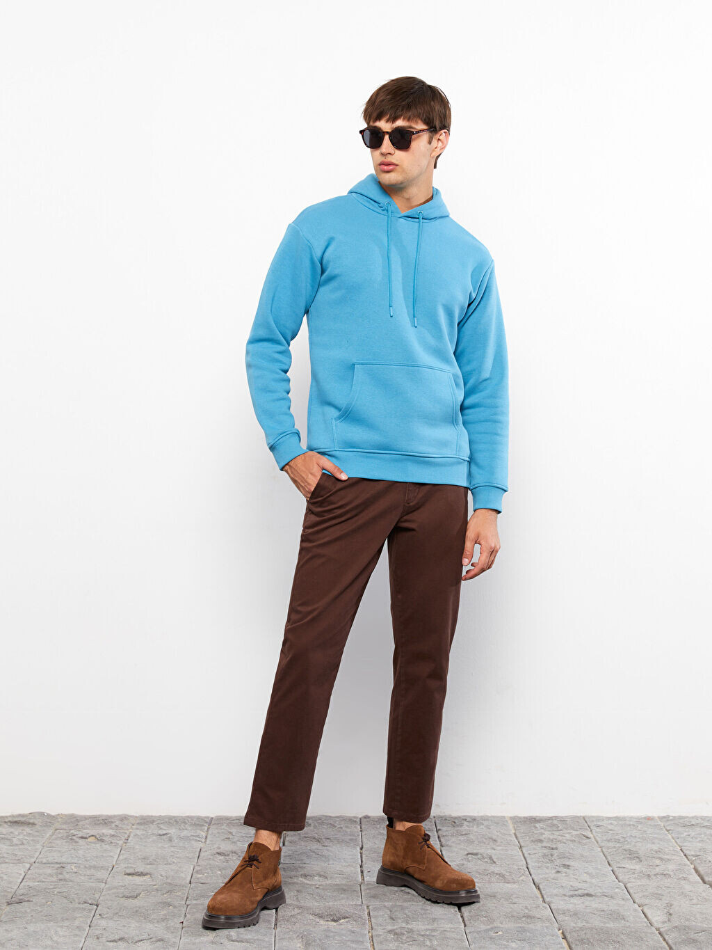 

Мужская толстовка с капюшоном и длинным рукавом LCW Casual, Синий