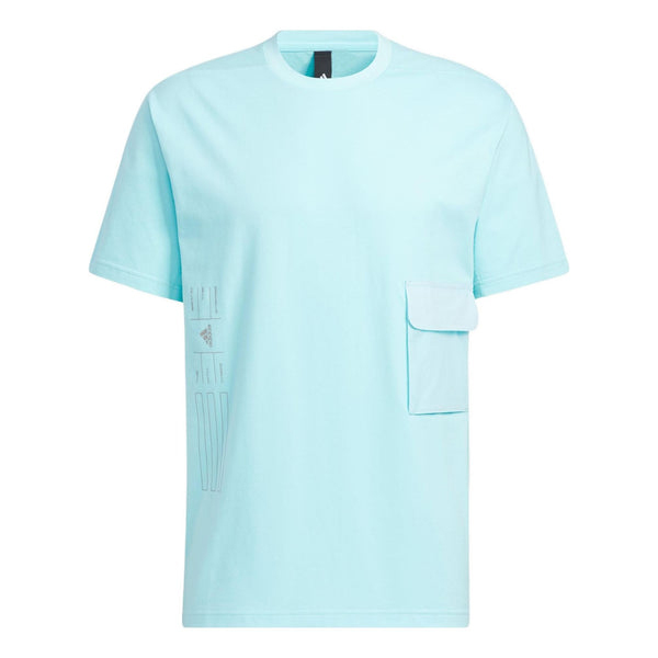 Футболка Adidas TH HVCOT TEE Logo Printing Pocket Round Neck Short Sleeve Blue T-Shirt, Синий