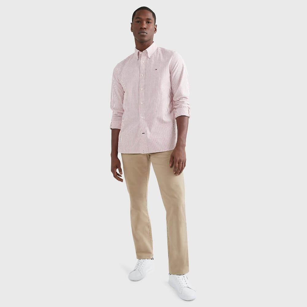 

Рубашка Tommy Hilfiger Regular Fit Solid Stripe Stretch Oxford, красный