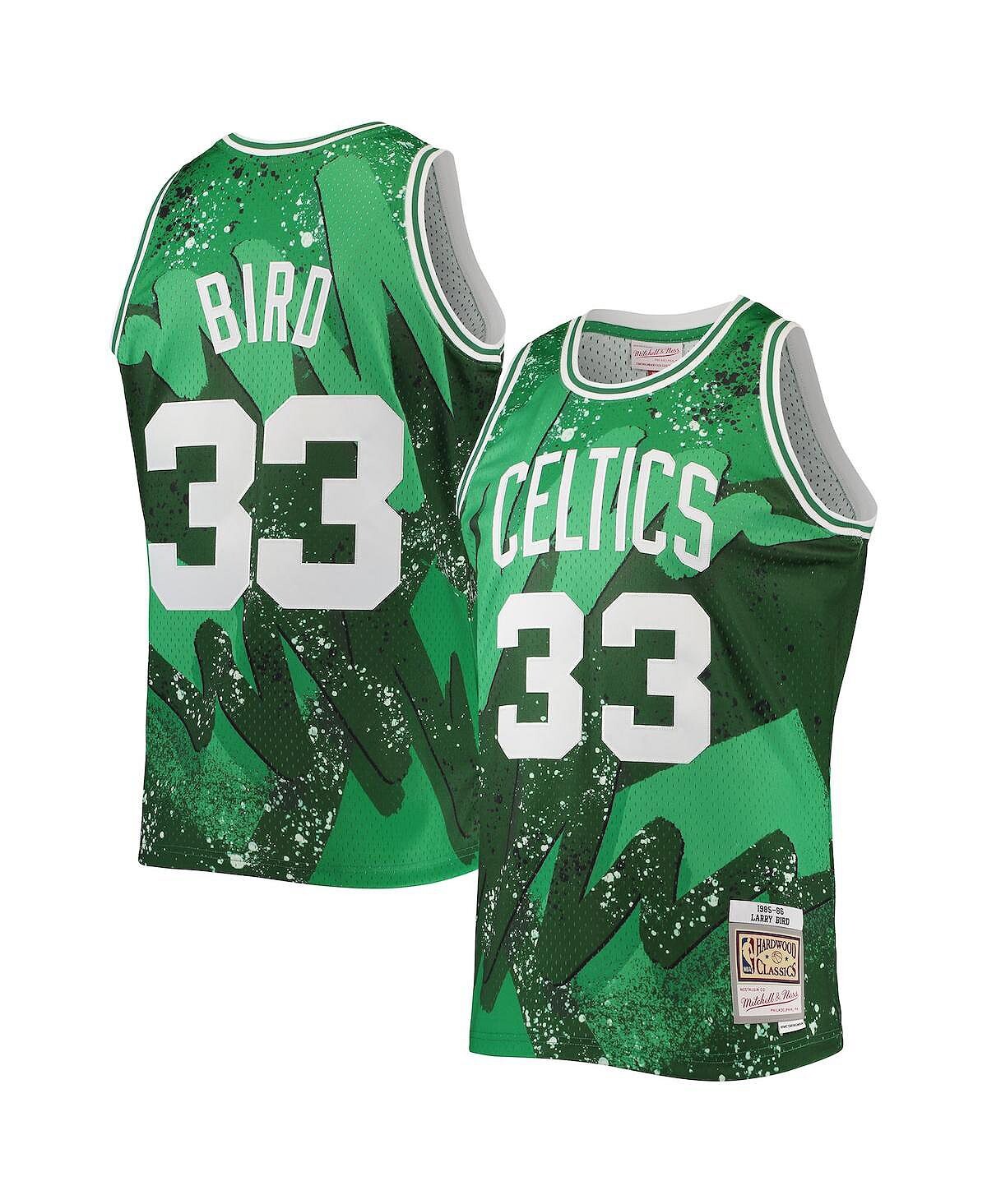 

Мужская футболка larry bird green boston celtics hardwood classics 1985 hyper hoops swingman jersey Mitchell & Ness, зеленый