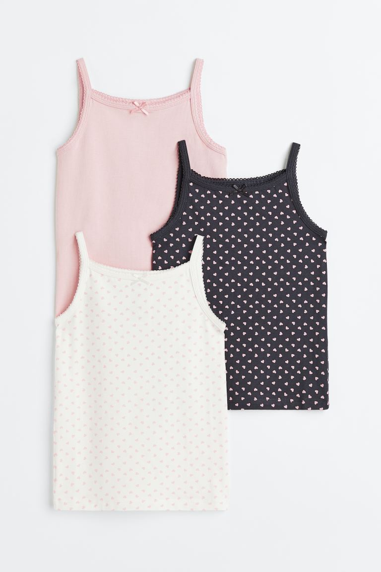Комплект из трех маек для девочки H&M, светло-розовый/сердечки