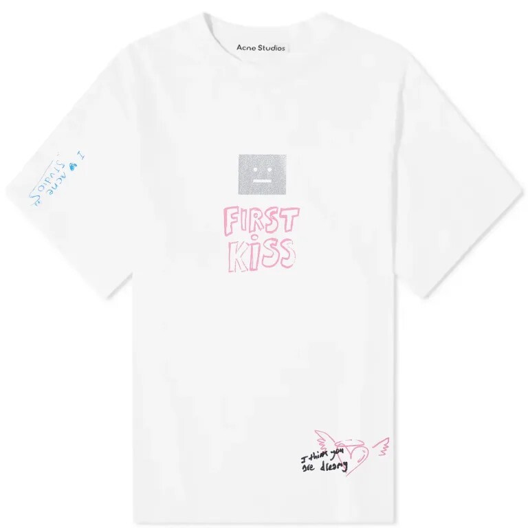 

Футболка Acne Studios Exford Scribble Face, белый