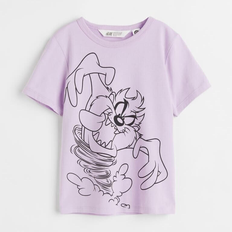 

Футболка с принтом H&M Looney Tunes, светло-фиолетовый