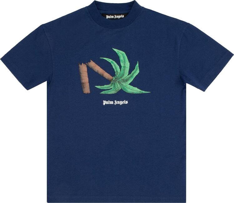 

Футболка Palm Angels Broken Palm Classic Tee 'Navy Blue/Green', синий