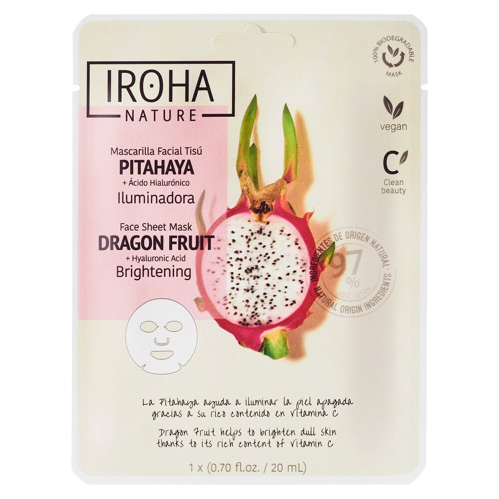 

IROHA nature Осветляющая тканевая маска для лица Dragon Fruit + Hyaluronic Acid Осветляющая тканевая маска с драконьим фруктом и гиалуроновой кислотой 20 мл