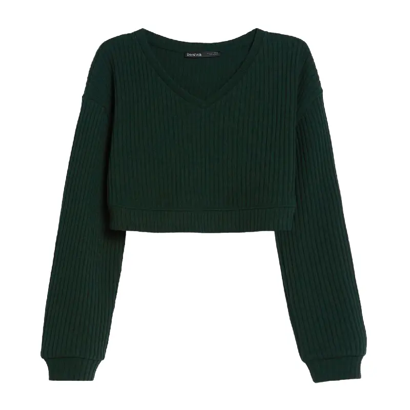 

Свитер Bershka V-Neck, зеленый