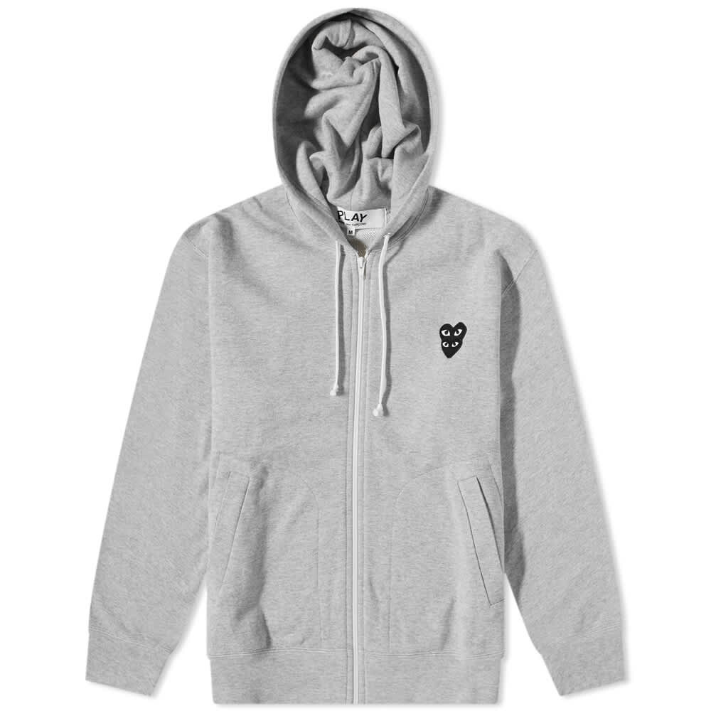 

Толстовка Comme des Garcons Play Overlapping Heart Zip Hoody, Серый