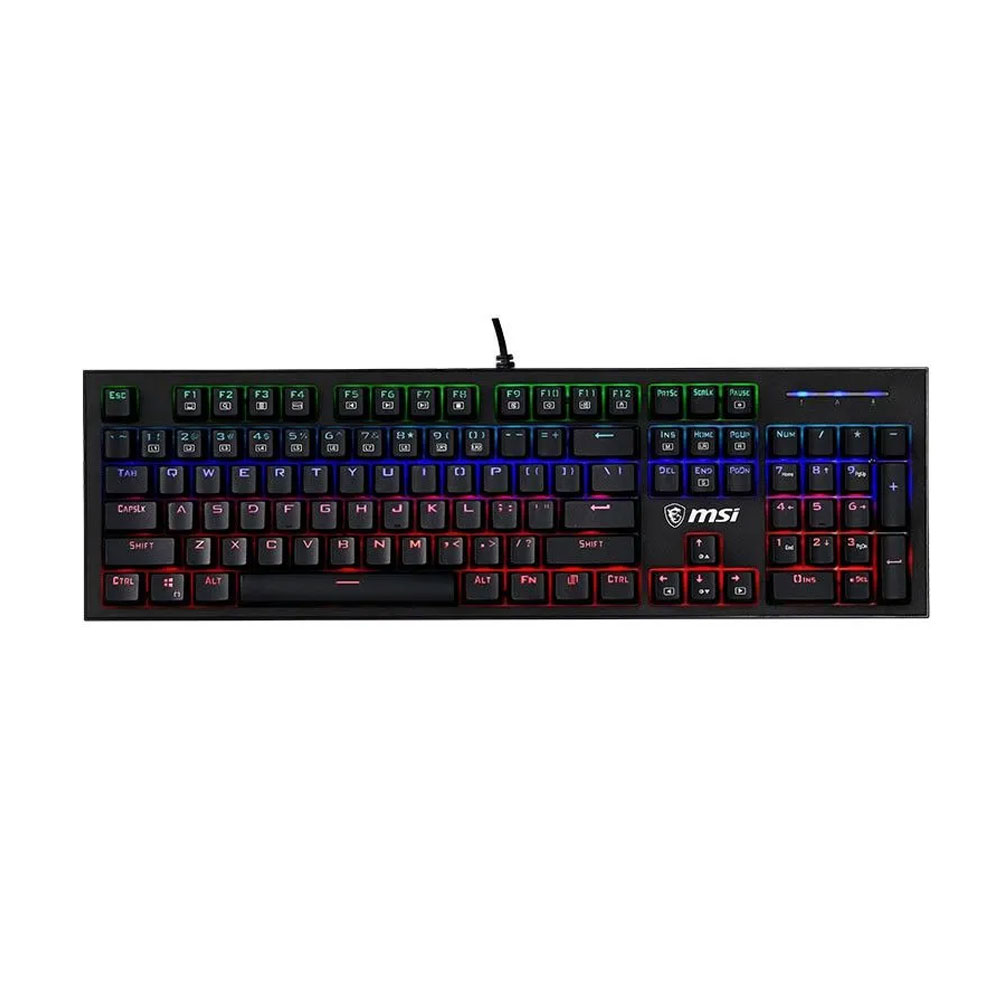 Механическая проводная игровая клавиатура MSI GK50Z, Red Switches, чёрный механическая клавиатура накладки на клавиатуру пылезащитная накладка на клавиатуру игровая клавиатура яркая клавиатура