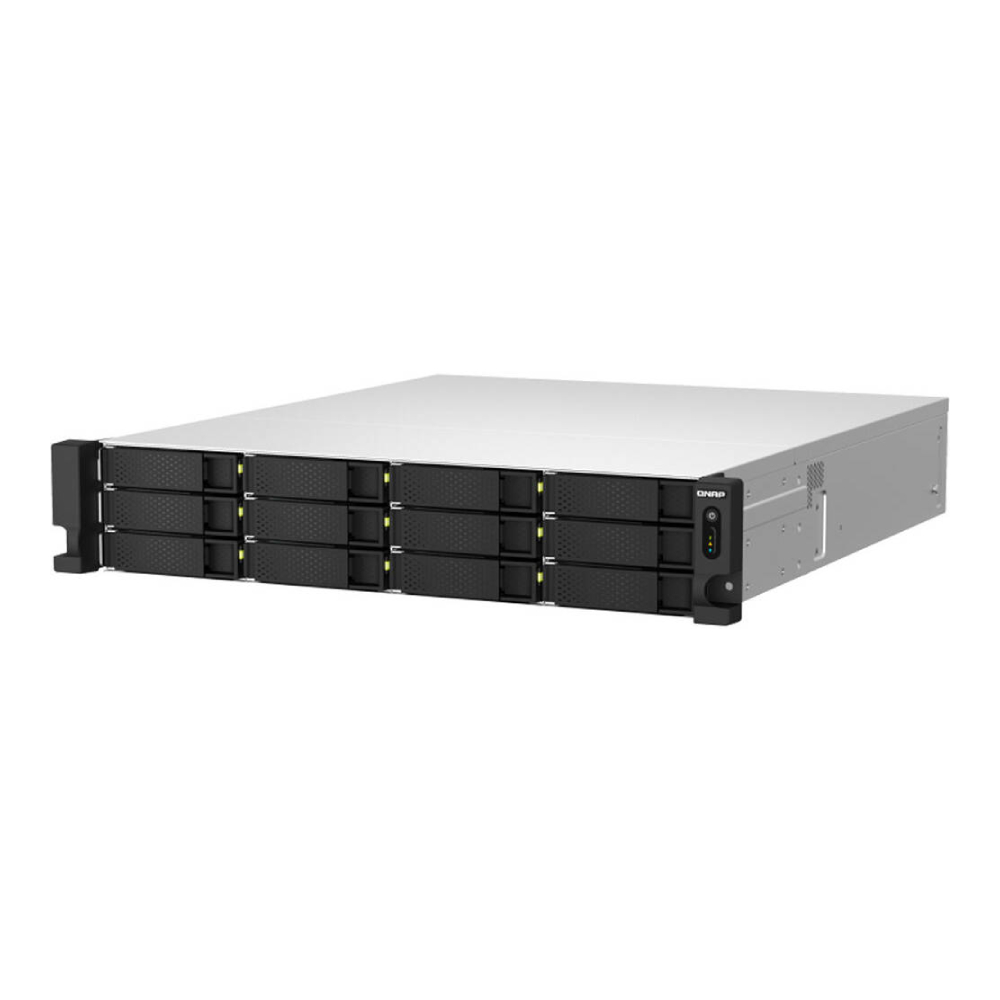цена Серверное сетевое хранилище QNAP TS-h1887XU-RP, 18 отсеков, 32 ГБ, без дисков, черный