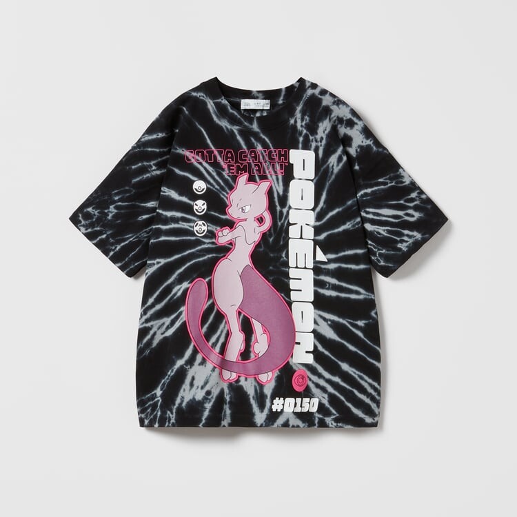

Футболка Zara Tie-dye Mewtwo Pokémon Nintendo, черный