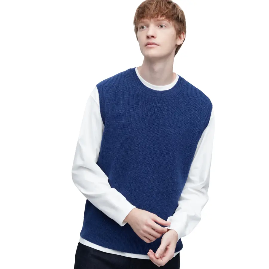 

Жилет Uniqlo Middle gauge knitted, синий