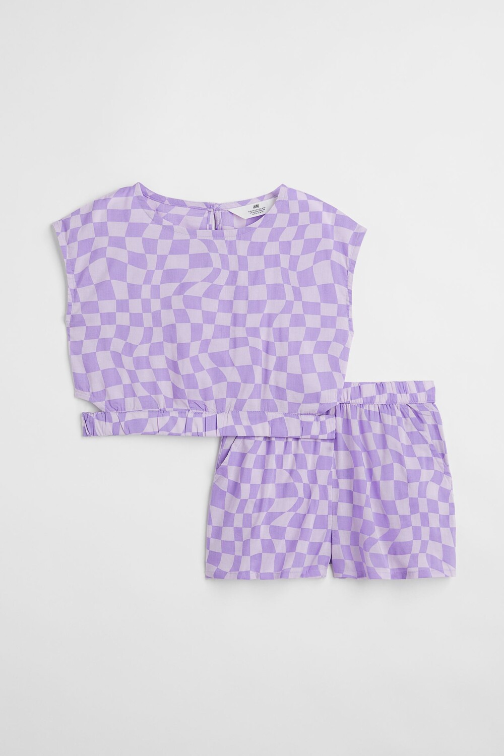 

Комплект из 2 предметов: топ и шорты H&M Checked, светло-фиолетовый