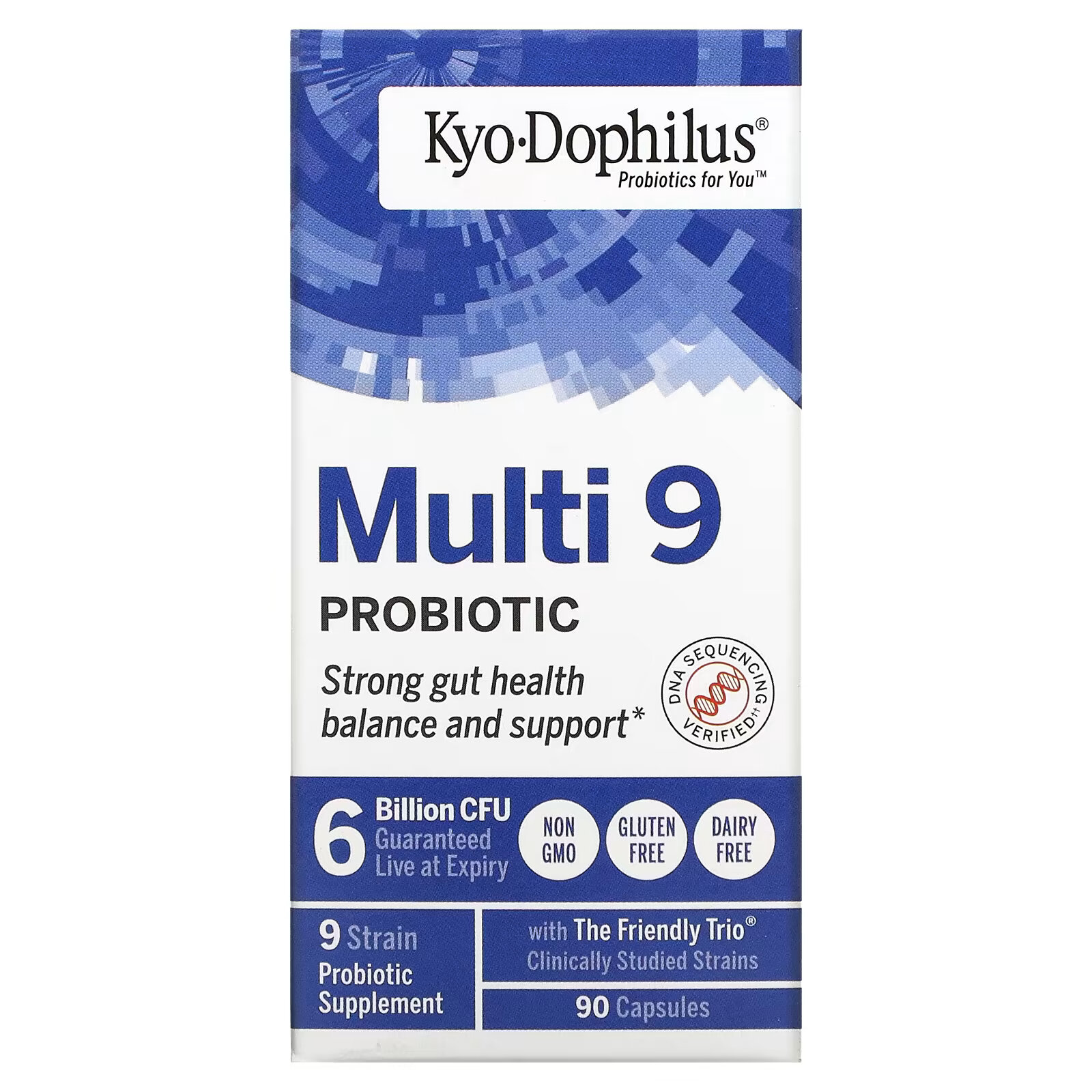 Kyolic, Kyo-Dophilus, Multi 9 пробиотик, 6 млрд КОЕ, 90 капсул kyolic kyo dophilus пробиотик для ежедневного приема 3 млрд кое 360 капсул