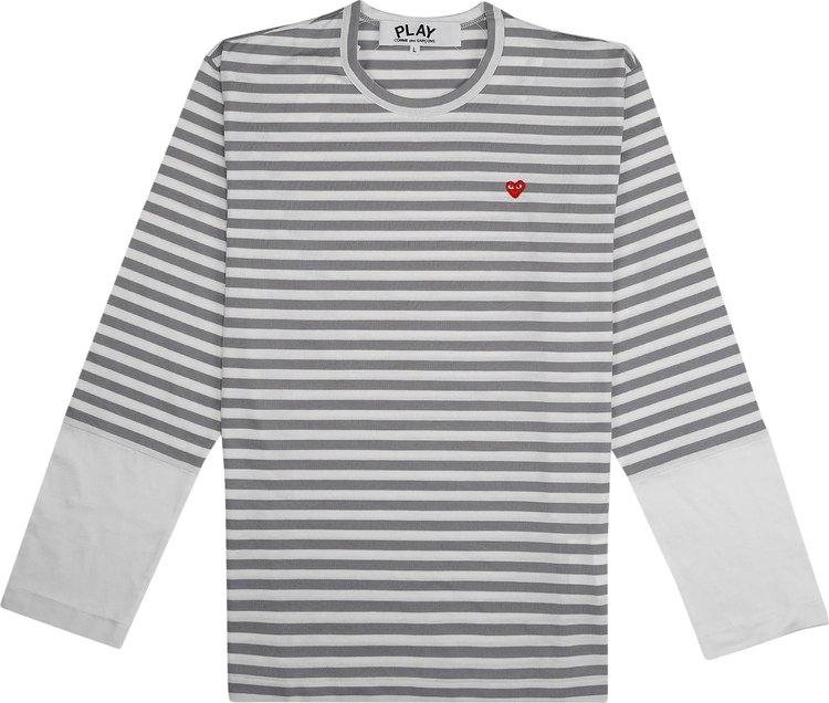 

Футболка Comme des Garçons PLAY Striped Long-Sleeve T-Shirt 'Grey/White', серый