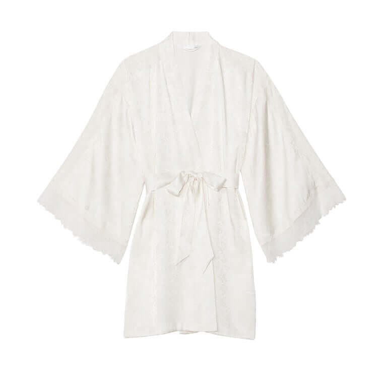

Халат Victoria's Secret Luxe Satin Jacquard Lace Inset, белый