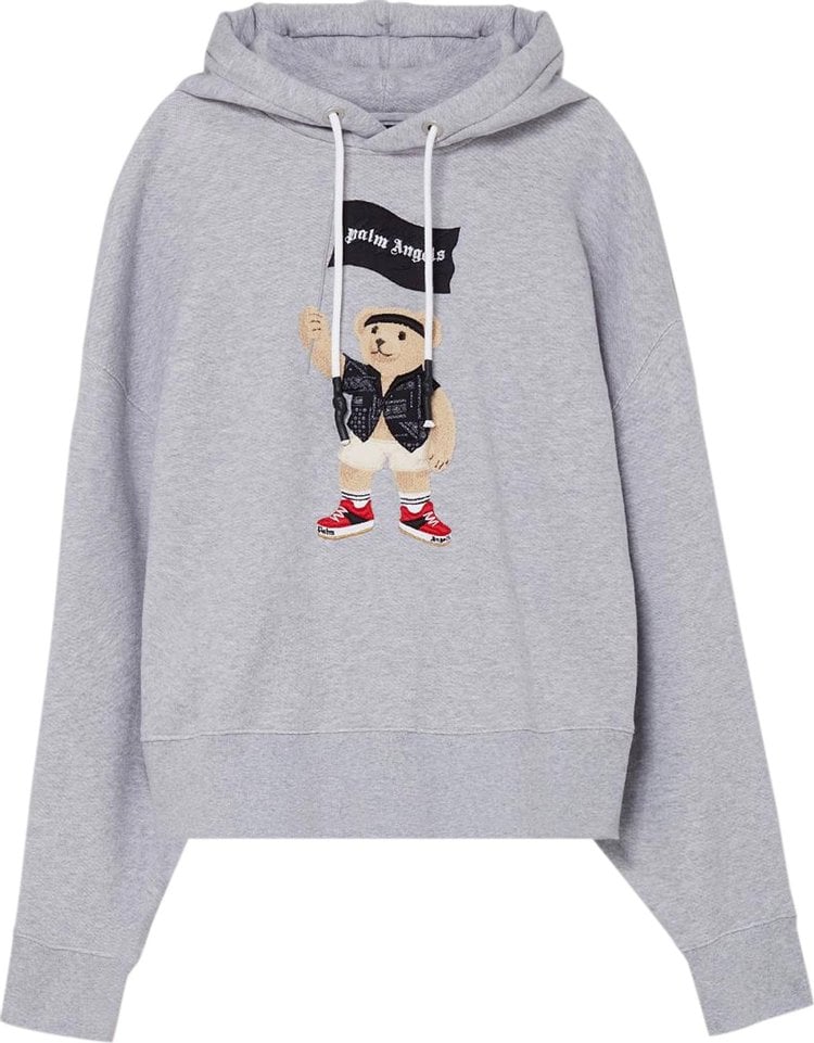 Худи Palm Angels Pirate Bear Hoodie 'Melange Grey/White', серый - фото