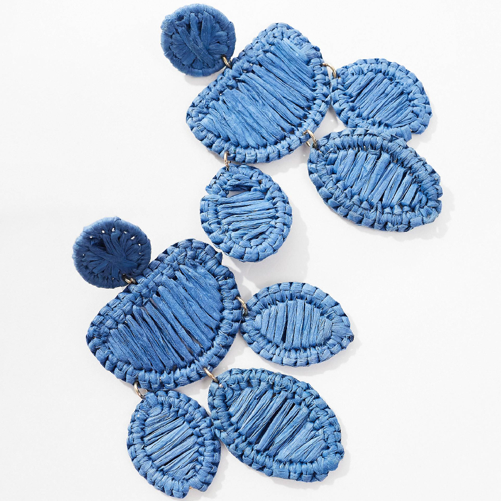 Серьги Mango Crochet, синий фотографии