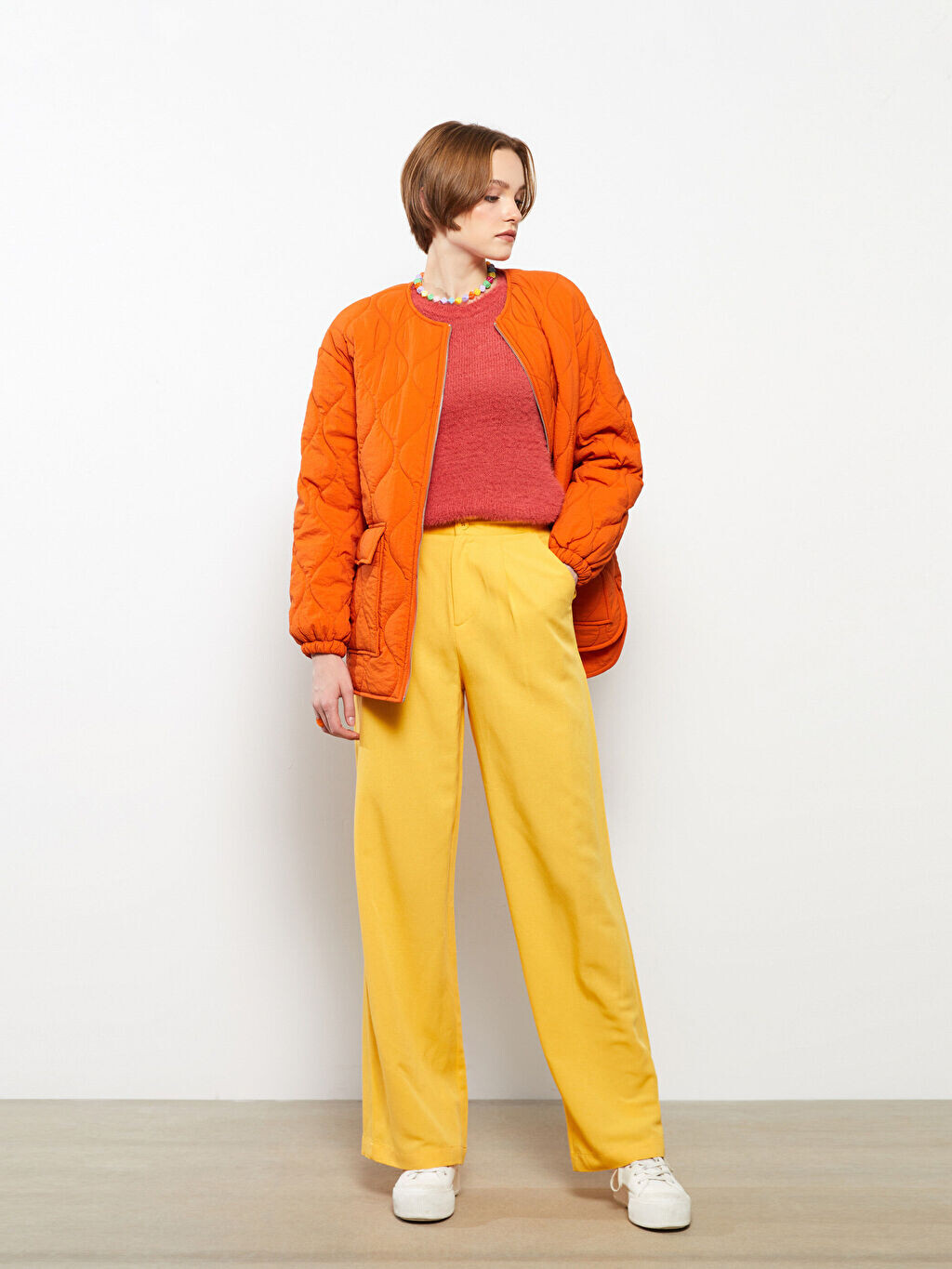 

Прямые женские брюки стандартного кроя LCW Casual, Желтый