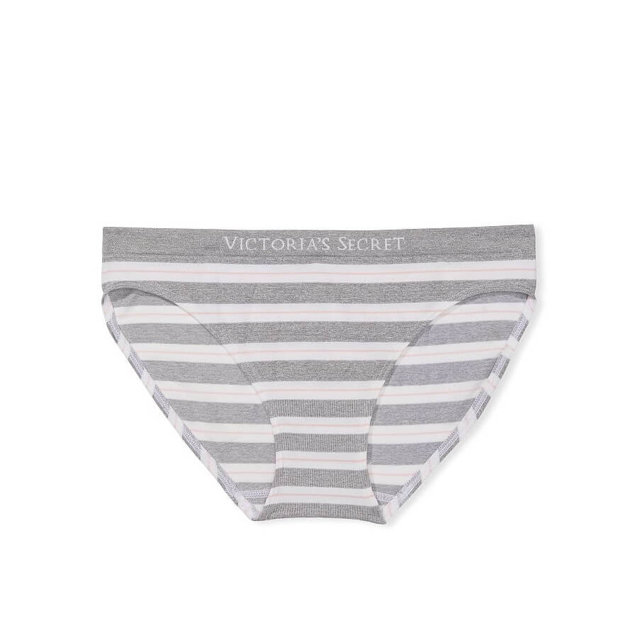 Трусики-бикини Victoria’s Secret Seamless Striped, серый/белый розовый комплект из бесшовного бралетта с металлическими ремешками и трусиков ellesse