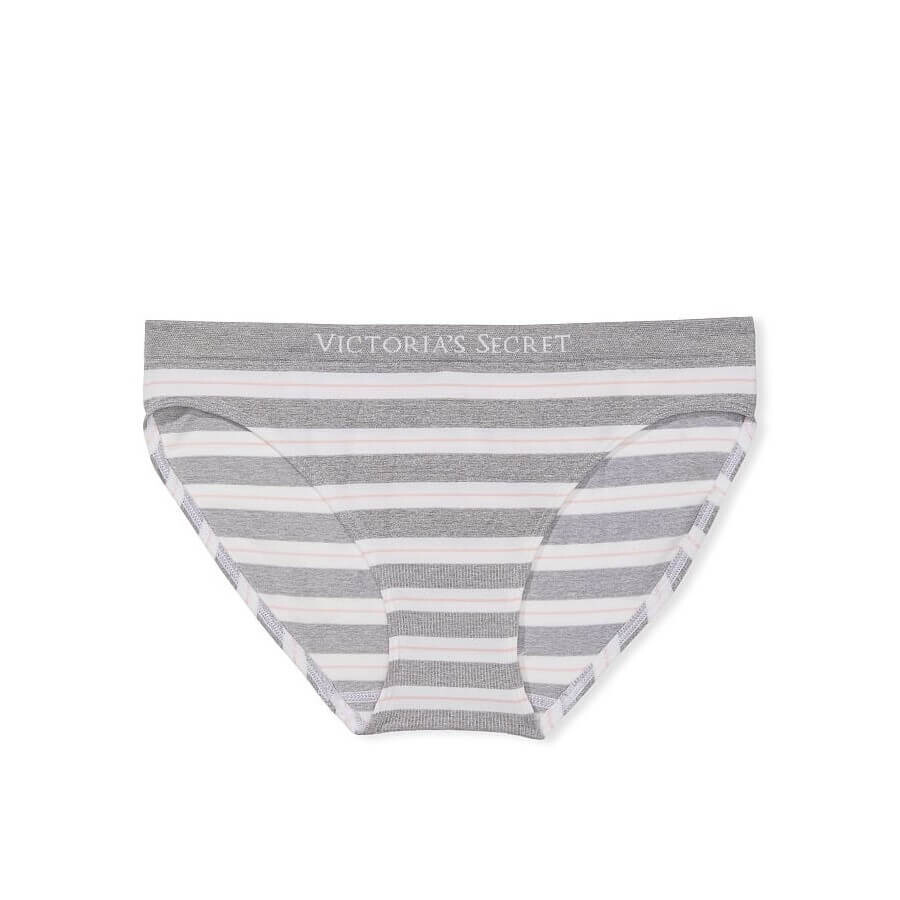 Трусики-бикини Victoria’s Secret Seamless Striped, серый/белый розовый комплект из бесшовного бралетта с металлическими ремешками и трусиков ellesse