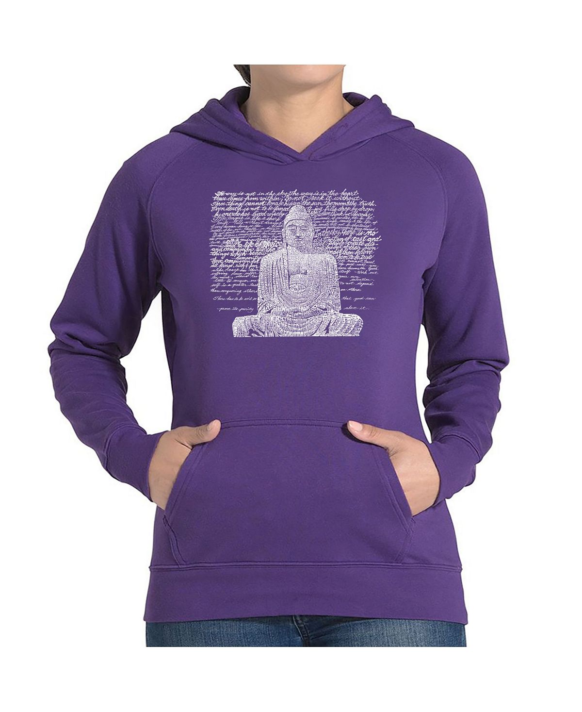Женская толстовка с капюшоном word art - дзен будда LA Pop Art, фиолетовый