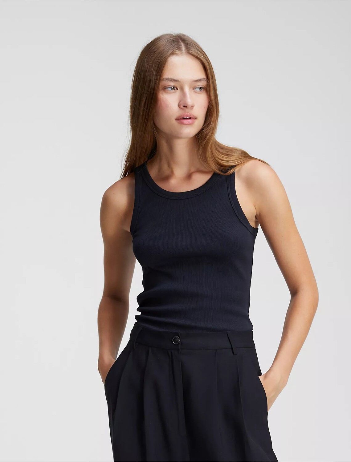 

Топ Calvin Klein Cotton Contour Rib, черный